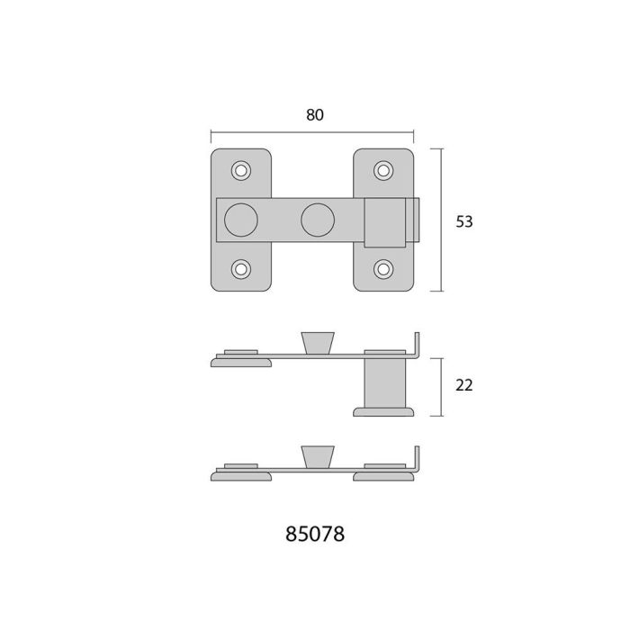 Edm Pestillo Reversible Latón Pulido 8cm Dorado 2
