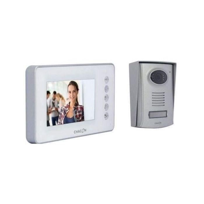 Chacon Videoportero 4 hilos con pantalla LCD 4.3 pulgadas color, manos libres, visión nocturna y unidad exterior de aluminio - Blanco 1 Chacon Videoportero 4 hilos con pantalla LCD 4.3 pulgadas color, manos libres, visión nocturna y unidad exterior de aluminio - Blanco 1