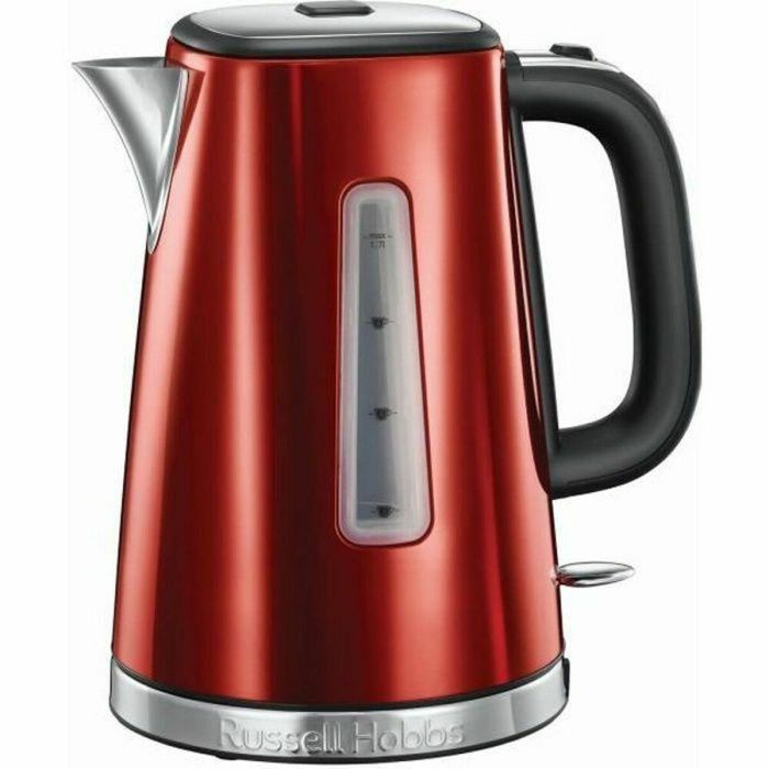 Russell Hobbs 23210-70 Hervidor Luna 1.7L Rojo Solar, Acero Inoxidable, Iluminación Azul, Zonas Ebullición Rápida, Dosificación Precisa