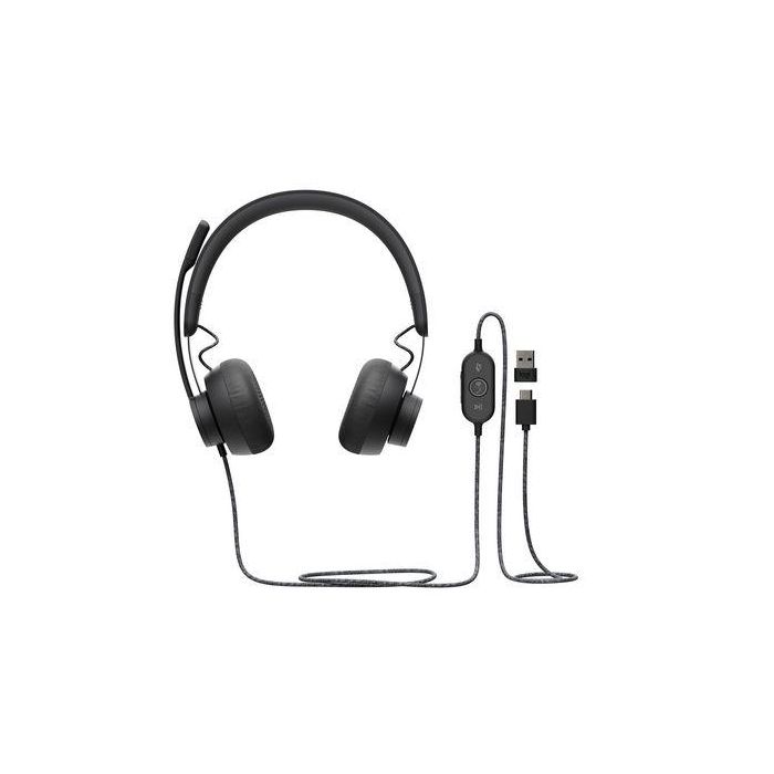 Logitech Headset Zone Wired USB-C on Ear Gray para MSFT Teams