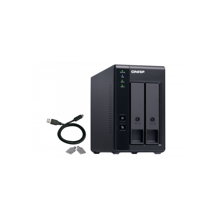 QNAP TR-002 DAS Caja de Expansión de Almacenamiento 2 Bahías 3.5"/2.5" SATA USB-C 3.2 Gen 2 con RAID de Hardware Tipo Torre 1