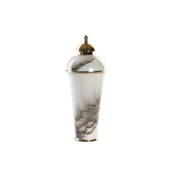 DKD Home Decor Tibor Moderno, Jarra Decorativa Bicolor Dorado, Materiales Aluminio y Hierro, Medidas 17x17x41 cm