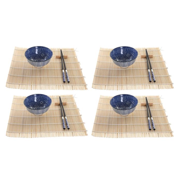 DKD Home Decor Set de Sushi Oriental de 16 Piezas, Negro Azul, Fabricado en Bambú y Gres. Apto para Microondas y Lavavajillas 1 DKD Home Decor Set de Sushi Oriental de 16 Piezas, Negro Azul, Fabricado en Bambú y Gres. Apto para Microondas y Lavavajillas 1