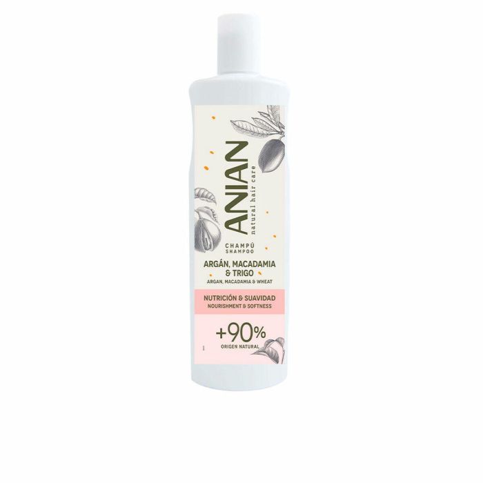 Anian Champú Argán Nutrición y Suavidad para Cabello Seco y Dañado. Hidratante, Antiencrespamiento con Macadamia y Trigo, Vegano 400 ml