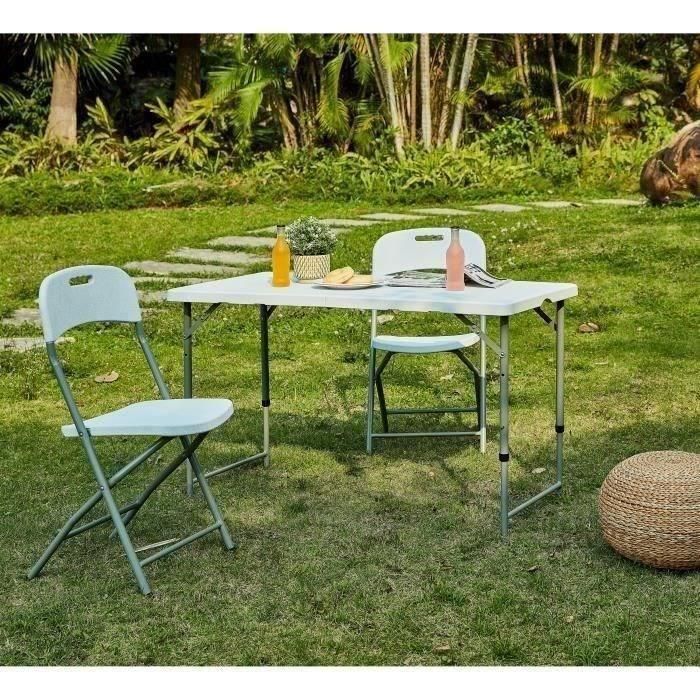 Mesa plegable - 120 cm - 4 personas - Recubrimiento en polvo en tubos de acero, entrada Ø 25 x 1 mm 1 Mesa plegable - 120 cm - 4 personas - Recubrimiento en polvo en tubos de acero, entrada Ø 25 x 1 mm 1