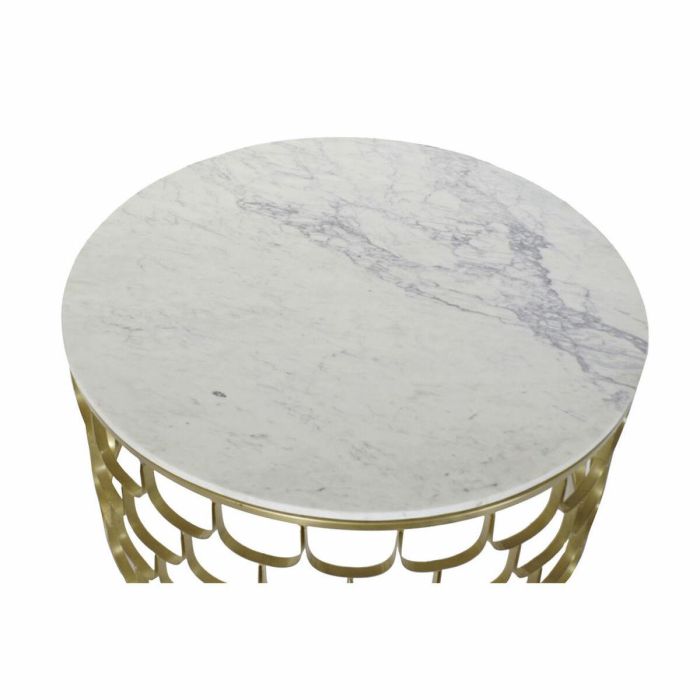 Mesa auxiliar DKD Home Decor 81 x 81 x 42 cm Dorado Blanco Plástico Mármol Hierro 1