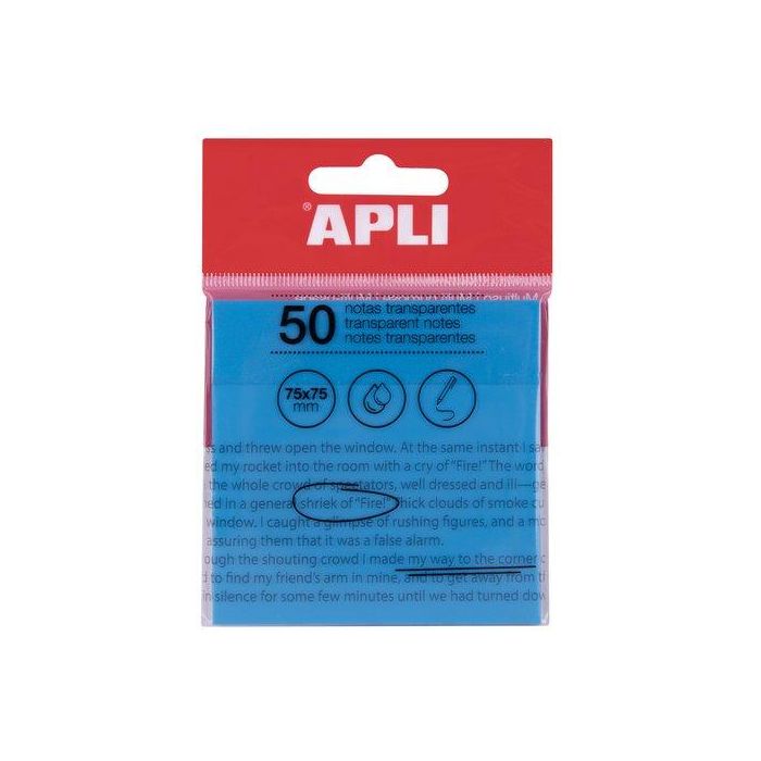 Notas Adhesivas Apli Traslucidas 50H 75X75 Azul