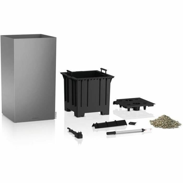 Lechuza LEC4008789137784 Macetero Canto Premium Column 40 kit LED completo plata metalizado 4
