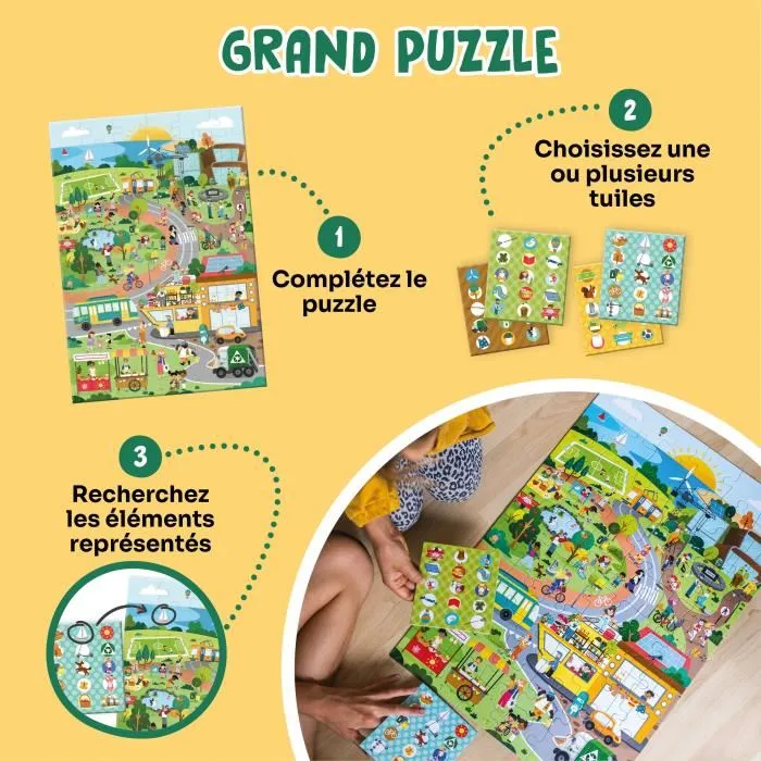 Adventerra GEO7640179640503 Juegos educativos Puzzle de observación Ciudad Verde Puzzle ecológico Descubrimiento ciudades sostenibles Póster incluido 2