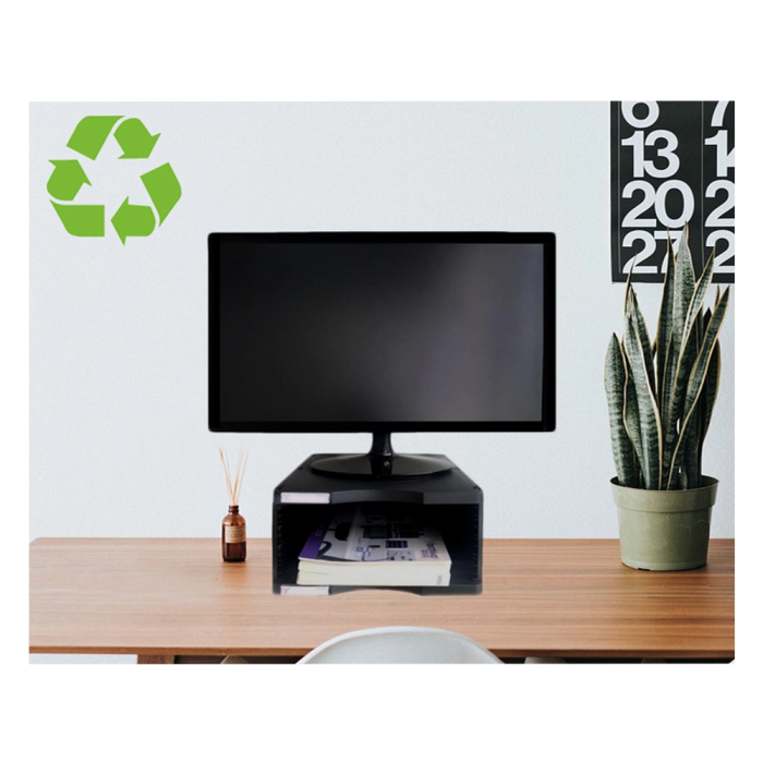 Archivo 2000 Soporte para Monitor Poliester 100% Reciclado Compartimento A4 y Folio Negro 360x300x145 mm 2 Archivo 2000 Soporte para Monitor Poliester 100% Reciclado Compartimento A4 y Folio Negro 360x300x145 mm 2