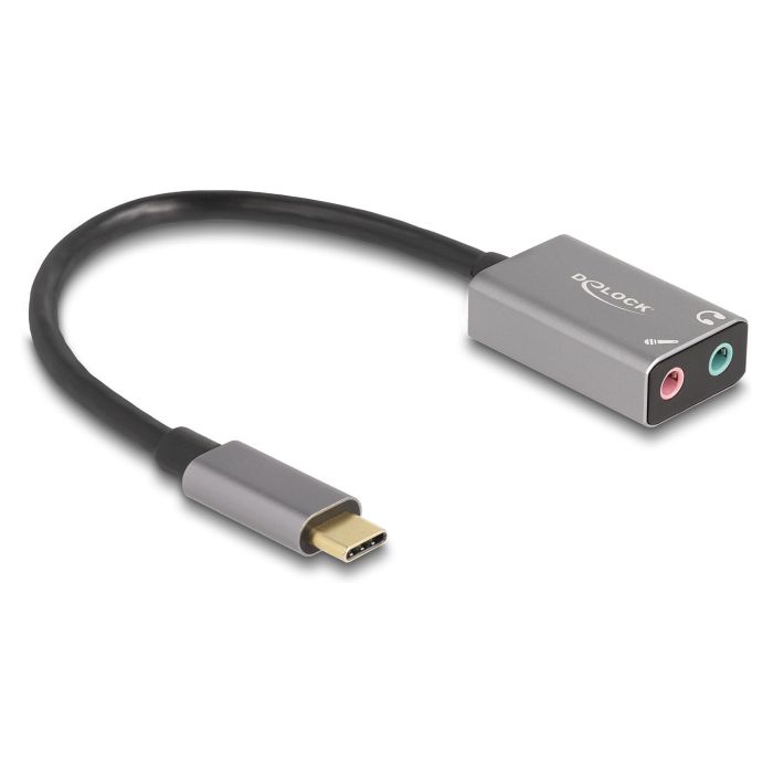 DeLOCK 67071 Adaptador de Audio Externo USB-C a 2 Jack 3.5mm Plug & Play para PC, Mac, Linux, Android, Windows 10/11, 16-bit/48 kHz, Micrófono, Color Gris 0 DeLOCK 67071 Adaptador de Audio Externo USB-C a 2 Jack 3.5mm Plug & Play para PC, Mac, Linux, Android, Windows 10/11, 16-bit/48 kHz, Micrófono, Color Gris 0