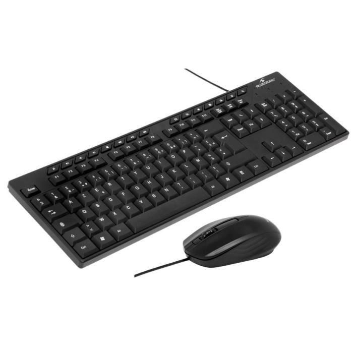 Bluestork BLU3760162064919 Pack Teclado y Ratón Media Office, con cable, layout Azerty, compatible con Windows, Negro