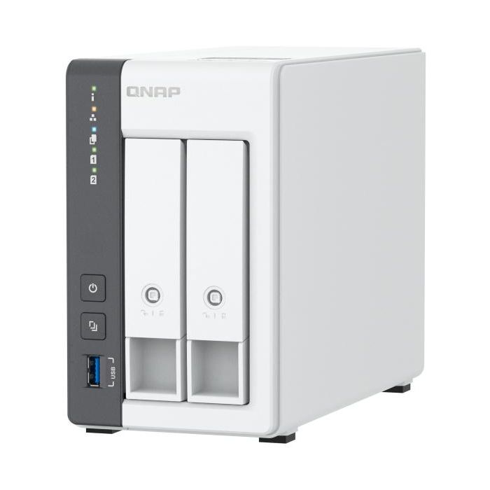 Qnap Servidor NAS TS-216GR+ con 2 Bandejas ARM Quad-Core 2 GHz 4 GB RAM 2.5 GbE Cifrado AES-256 RAID 0/1 38.6 TB SATA QTS 5.1.7 4
