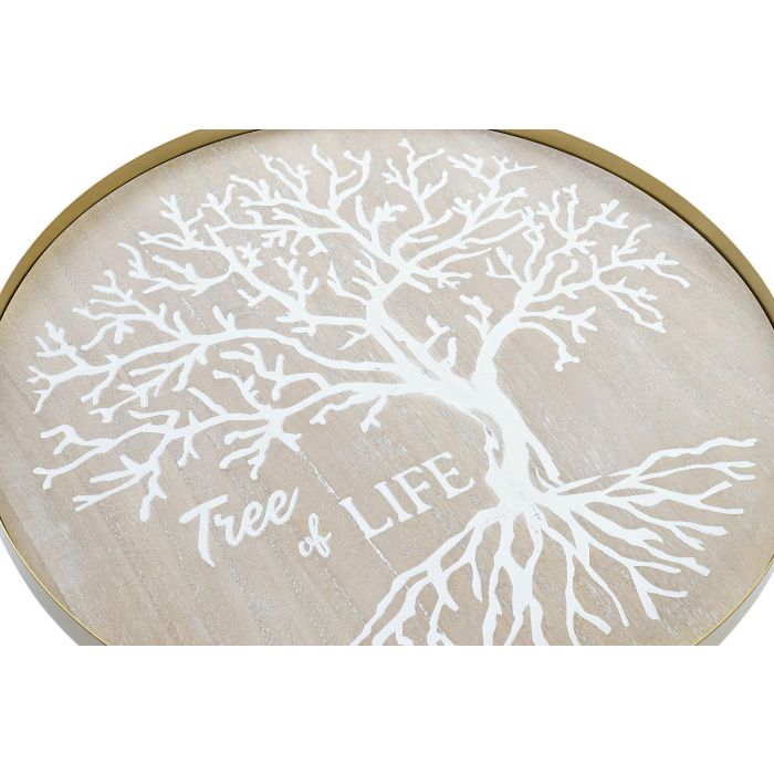 DKD Home Decor Bandeja Decorativa para Hogar Boho de Mdf y Metal Natural Dorado y Blanco de 38.5x38.5x12cm (2 Unidades) 1 DKD Home Decor Bandeja Decorativa para Hogar Boho de Mdf y Metal Natural Dorado y Blanco de 38.5x38.5x12cm (2 Unidades) 1