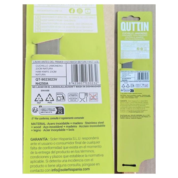 Quttin Cuchillo Jamonero 23 cm Natur - Hoja 22.5 cm (32 Unidades) 4