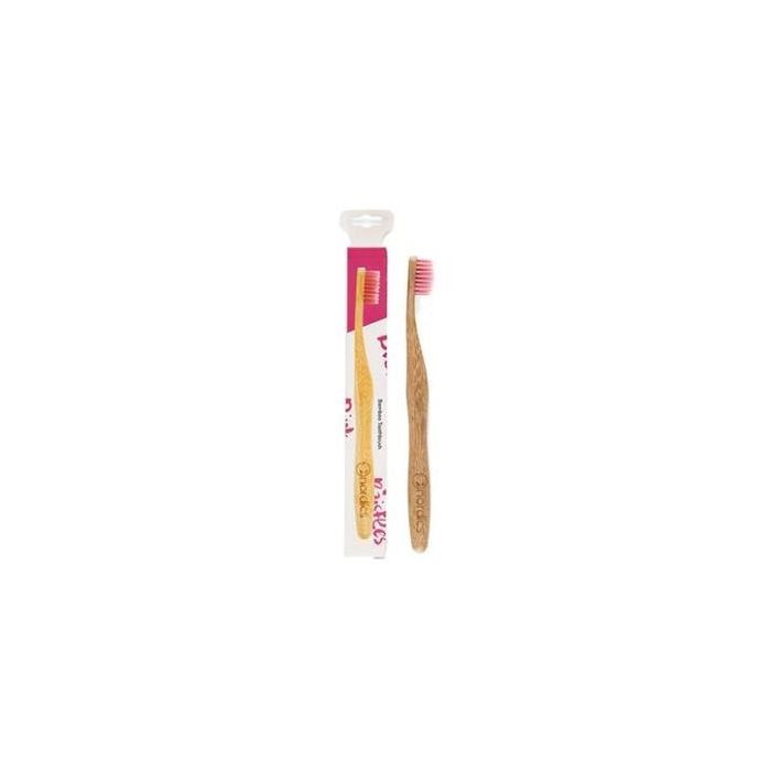 NORDICS ORAL CARE Cepillo Dental de Bambú con Cerdas Suaves de Nylon Reciclado Rosa Biodegradable