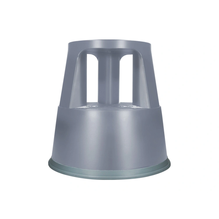 Q-connect Taburete con Ruedas Retráctiles ABS Gris Dos Niveles Soporta 150kg Ø43.5x43cm 1