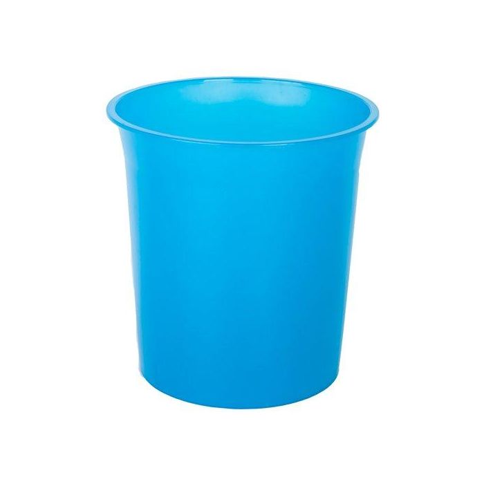 Papelera Plastico Cerrada 16 Litros Traslucido Azul