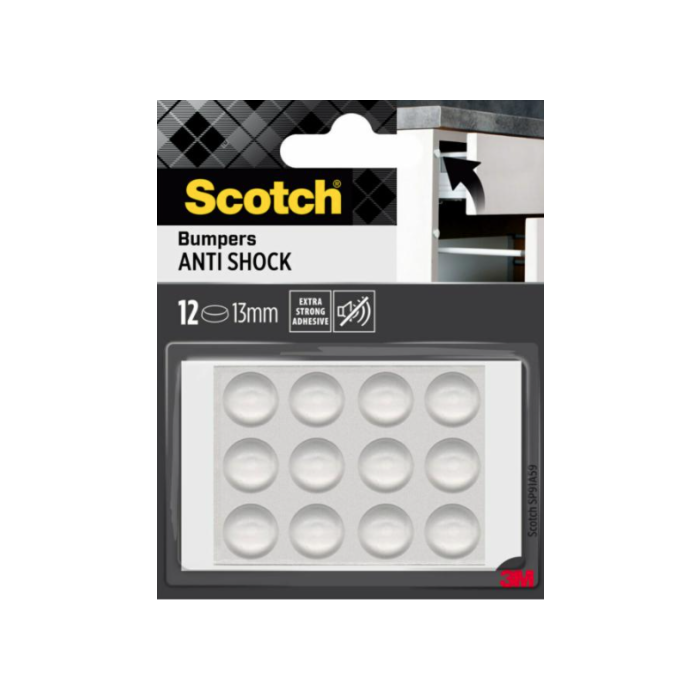 Scotch Blister 12 Topes Adhesivos Antigolpes 13mm Diámetro Transparentes SP91A59 7100309740