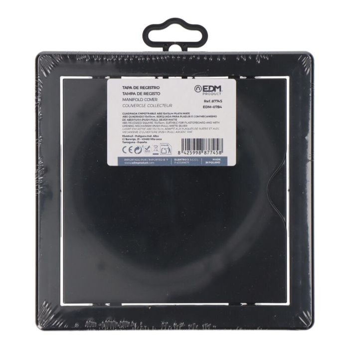 Edm Tapa de Registro Cuadrada Empotrable ABS Gris Antracita 15x15cm 2