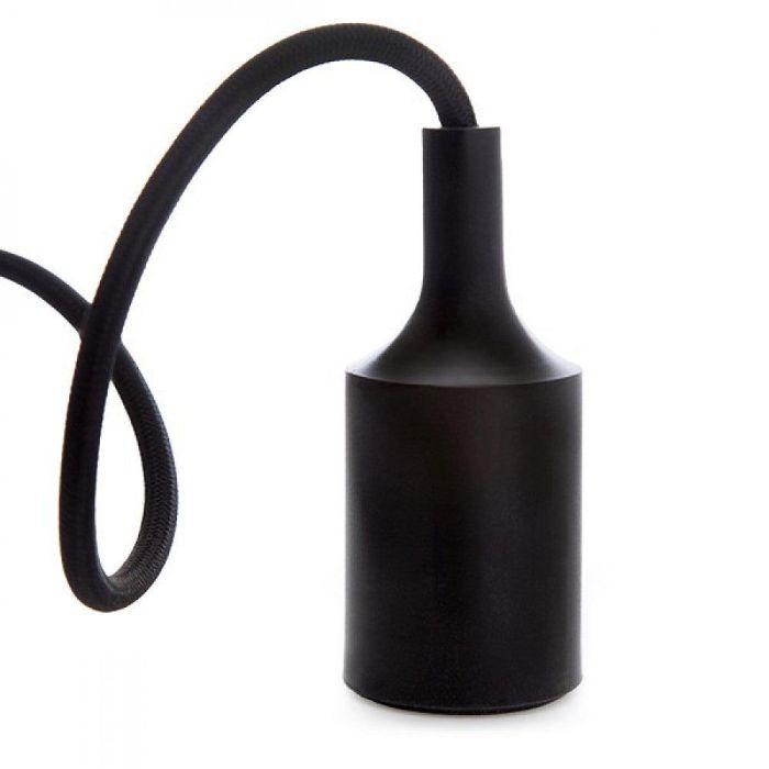 Pack 10 Portalámparas E27 con Cable y Rosetón, Negro 3