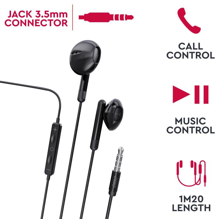 Myway MWHPH0019 Auriculares Intrauditivos con Micrófono Jack 3.5 Negros 1 Myway MWHPH0019 Auriculares Intrauditivos con Micrófono Jack 3.5 Negros 1