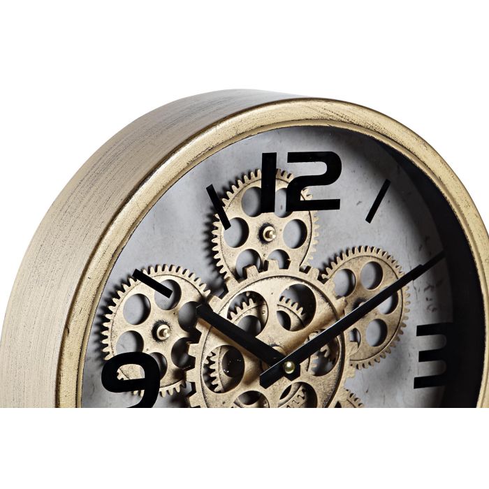DKD Home Decor Reloj de Sobremesa Loft Hierro y Cristal Color Dorado 30 cm Ancho x 41 cm Alto x 7.5 cm Fondo 2