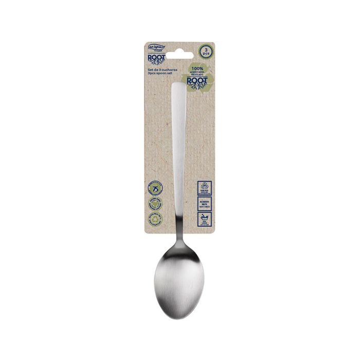 San Ignacio Set 3 Cucharas Acero Inoxidable Reciclado Mate Root Sg-7772 1 San Ignacio Set 3 Cucharas Acero Inoxidable Reciclado Mate Root Sg-7772 1
