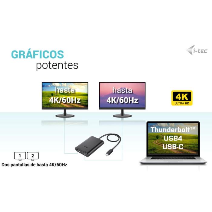 Adaptador Thunderbolt a USB-C i-Tec C31DUAL4K60DP 1 Adaptador Thunderbolt a USB-C i-Tec C31DUAL4K60DP 1