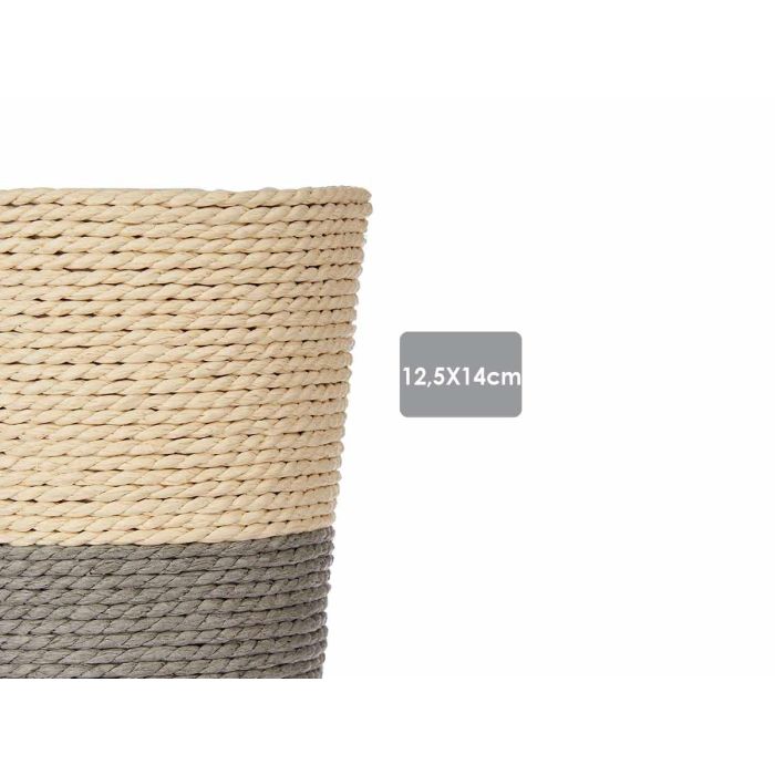 Ibergarden Macetero de Cuerda y Plástico Gris Natural para macetas de 12.5x12 cm, exterior 14x14x13 cm (24 Unidades) 2
