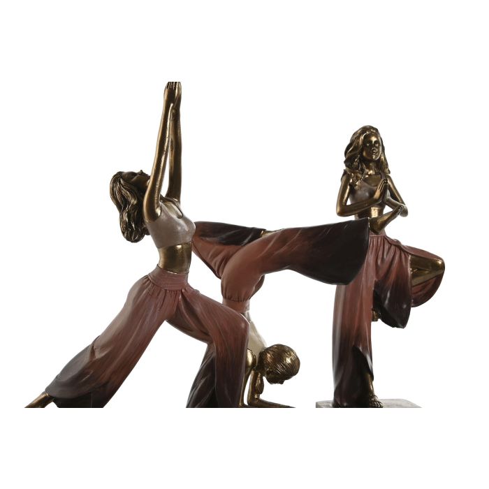 DKD Home Decor Figura Resina Yoga Chica Rosa Oscuro Dorado 6 x 17.5 x 19 cm (3 Unidades) 1