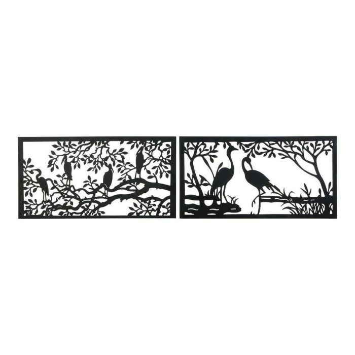 Decoracion Pared DKD Home Decor Negro 1 x 50 x 96 cm (2 Unidades)