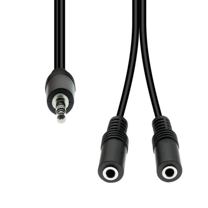 ProXtend Mini-Jack 3-Pin to 2x 2-Pin Cable M-F Black 20cm ProXtend Mini-Jack 3-Pin to 2x 2-Pin Cable M-F Black 20cm