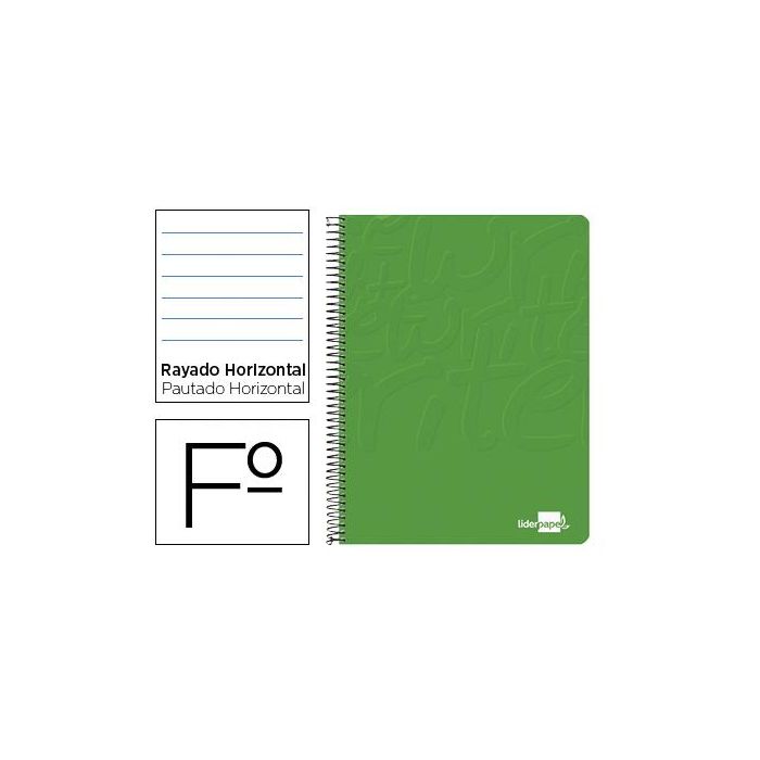 Cuaderno Espiral Liderpapel Folio Write Tapa Blanda 80H 60 gr Horizontal Con Margen Color Verde 10 unidades