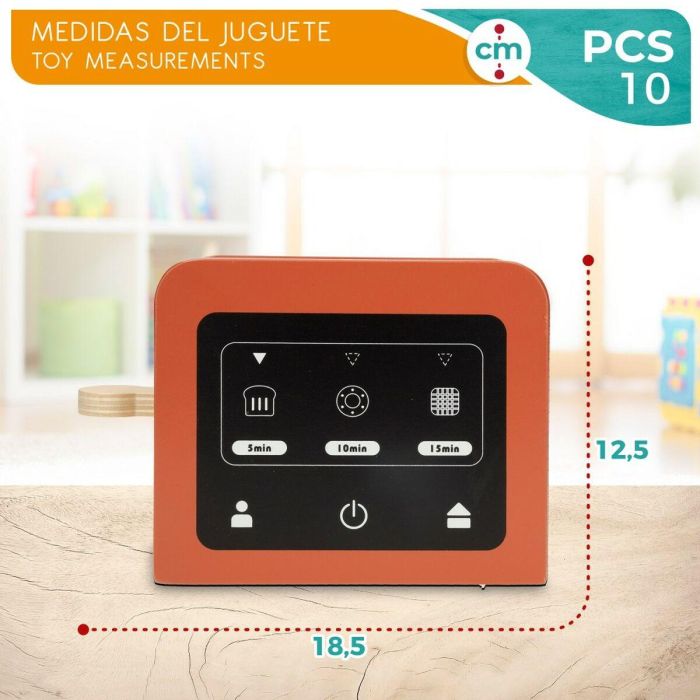 Tostadora de juguete Woomax 10 Piezas 18,5 x 12,5 x 7,5 cm (4 Unidades) 2 Tostadora de juguete Woomax 10 Piezas 18,5 x 12,5 x 7,5 cm (4 Unidades) 2