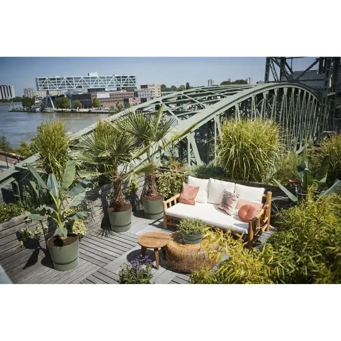 Elho Macetero Redondo Greenville 40 Exterior Ø 39 x H 36,8 cm Verde Hoja Plástico Reciclado Resistente Heladas 5