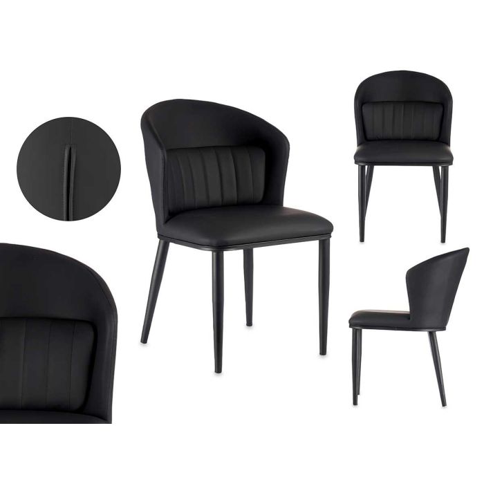 Sillon Negro Respaldo Redondo Con Cojin Giftdecor 51X83CM (2 Unidades) Sillon Negro Respaldo Redondo Con Cojin Giftdecor 51X83CM (2 Unidades)