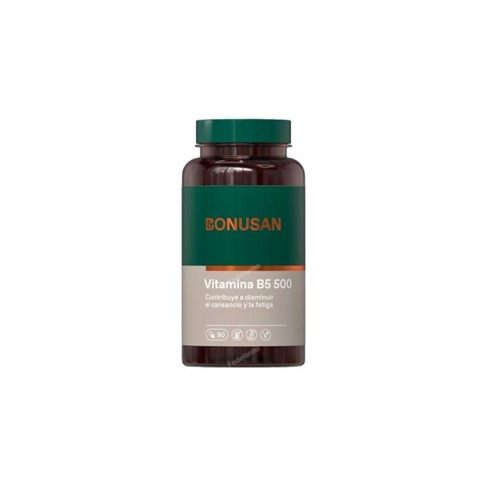 BONUSAN Vitamina B-5 Ácido Pantoténico 500 mg 90 Cápsulas: Energía, reduce fatiga y mejora rendimiento mental