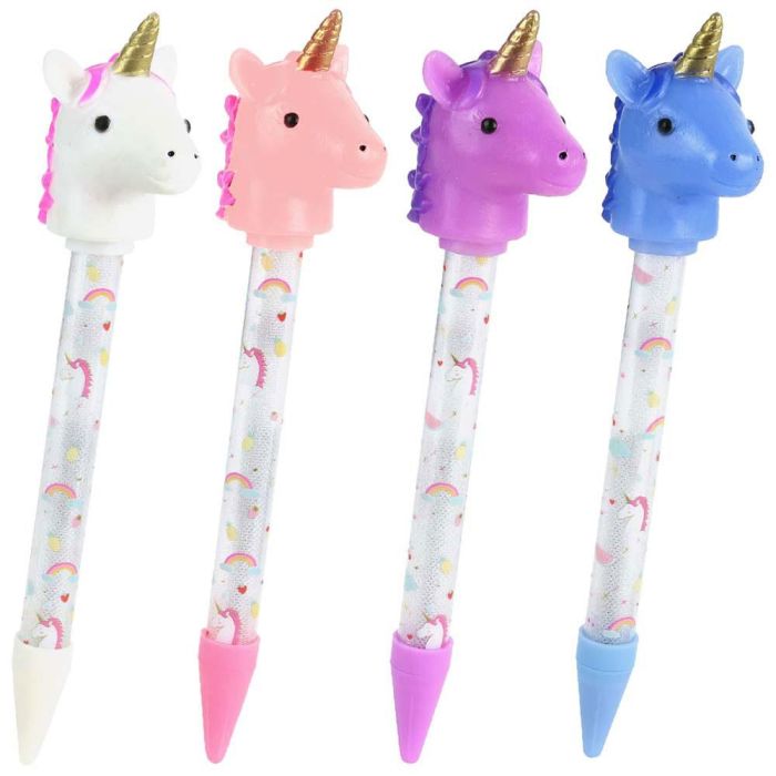 Jeux 2 momes Bolígrafo Unicornio Luminoso My Funny Papet, Tinta Azul, Cabeza de Unicornio Parpadea, Mide 4.5x5.5xh.22 cm 2