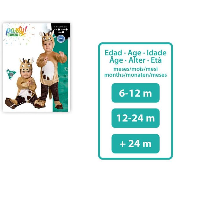 Disfraz Jirafa Unisex Bebé 6-12 Meses Polyester Marrón 1