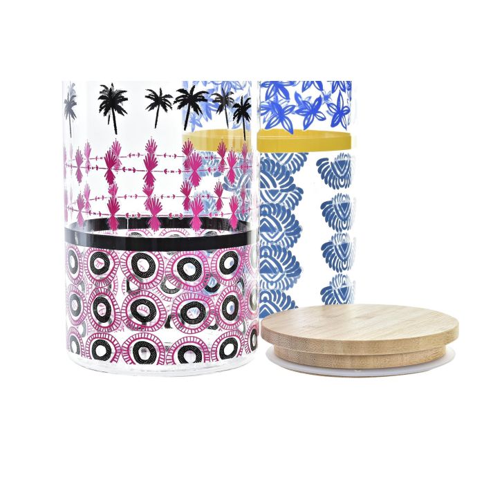 DKD Home Decor Bote Colonial Azul Turquesa de Borosilicato y Bambú 1400ml, Apto Lavavajillas, 10x22x10cm (Pack 12 Unidades) 1 DKD Home Decor Bote Colonial Azul Turquesa de Borosilicato y Bambú 1400ml, Apto Lavavajillas, 10x22x10cm (Pack 12 Unidades) 1