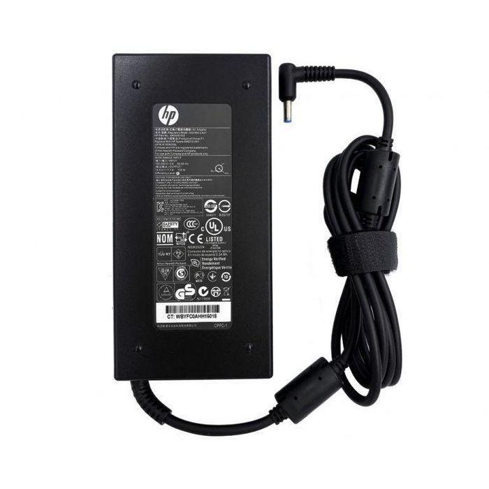 HP 150W smart AC adapter for HP OMEN laptops, 100-240V input, 19.5V output, 7.7A current, 4.5mm connector.