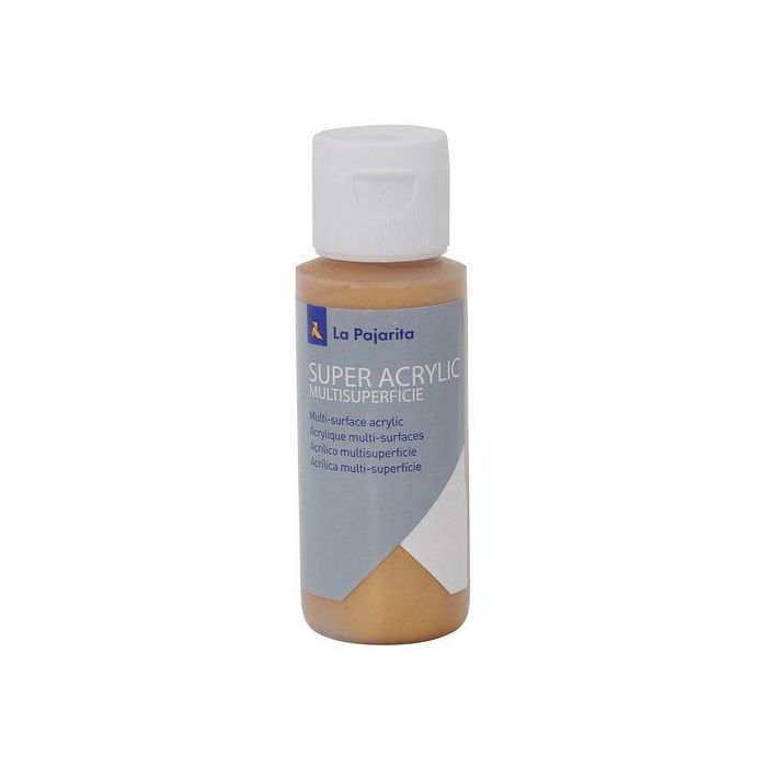 La Pajarita Super Acrylic A-47 Pintura Acrílica 60 mL Oro Real - Acabado Mate, Alta Elasticidad