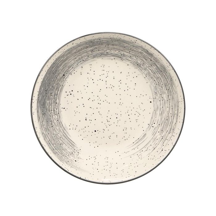 Vessia Plato Hondo Patinado Gris 20,5 cm, Cerámica de Porcelana, Blanco Interior, Diámetro 20,5 cm x 5 cm Alto, Vajilla de Mesa (Set de 36)