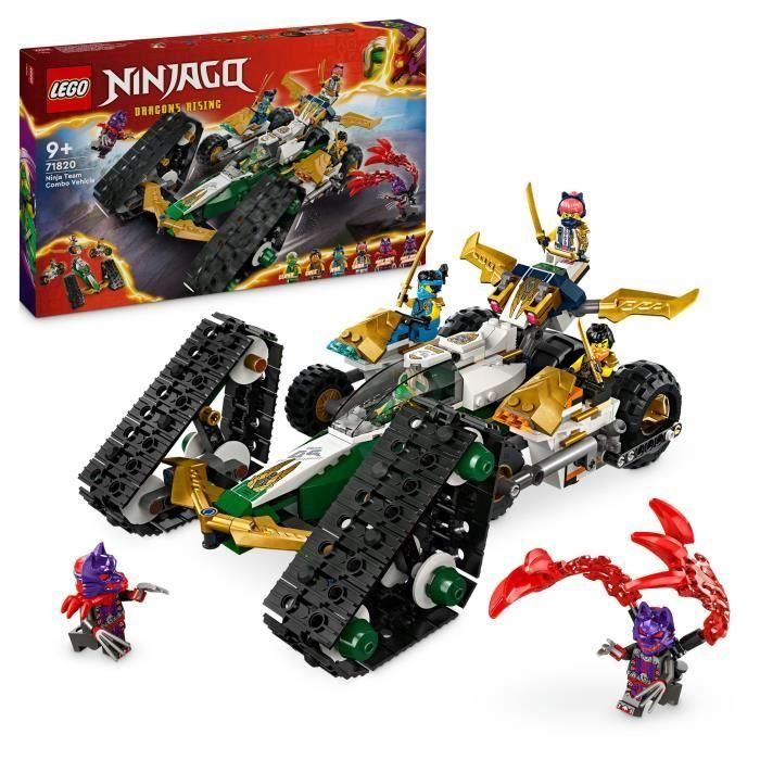 LEGO NINJAGO 71820 Vehículo combinado del Equipo Ninja: planeador, coche de carreras o motocicletas