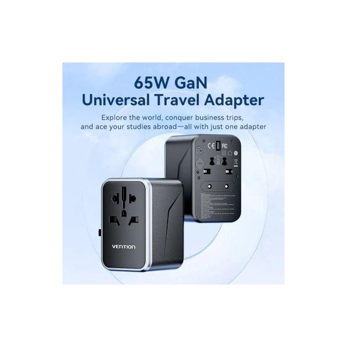 Vention FJFB0 Cargador de Pared Universal GaN 65W Adaptador de Viaje con 2xUSB-C y 2xUSB-A para Carga Rápida de Múltiples Dispositivos 1 Vention FJFB0 Cargador de Pared Universal GaN 65W Adaptador de Viaje con 2xUSB-C y 2xUSB-A para Carga Rápida de Múltiples Dispositivos 1