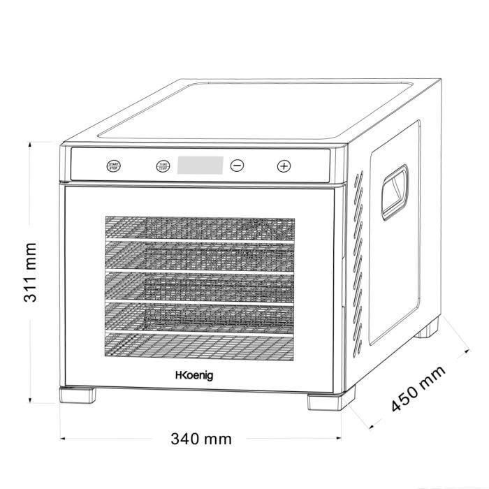 Deshidratador de alimentos - HKoeNIG - DSY900 - Temporizador - Temperatura variable - Potencia 650 W 4