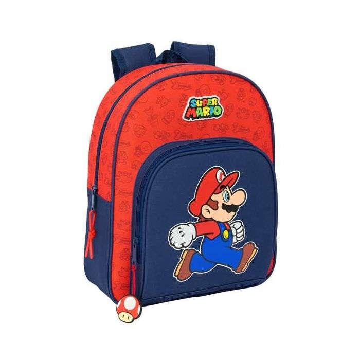 Mochila Escolar Super Mario Trick Rojo Azul oscuro 28 x 34 x 10 cm