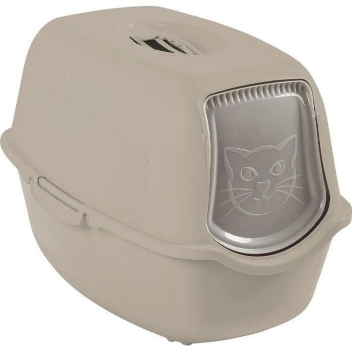 Rotho Mypet Arenero para Gatos Cubierto Bailey Cappuccino con Filtro Carbón Activo y Puerta Pivotante de Plástico Reciclado