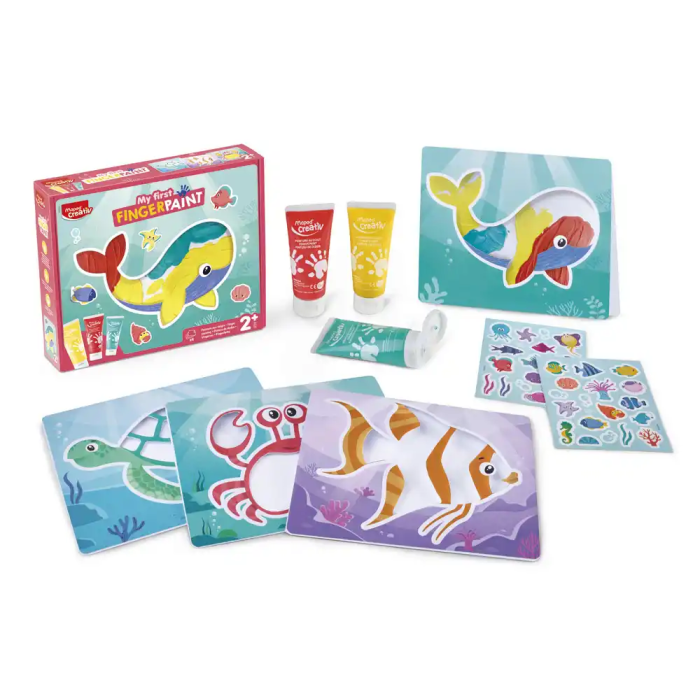 Maped Juego Educativo My First Finger Paint - Kit de Pintura con Dedos para Niños de 2 Años, 4 Tarjetas, 3 Tubos de Pintura y Pegatinas Maped Juego Educativo My First Finger Paint - Kit de Pintura con Dedos para Niños de 2 Años, 4 Tarjetas, 3 Tubos de Pintura y Pegatinas